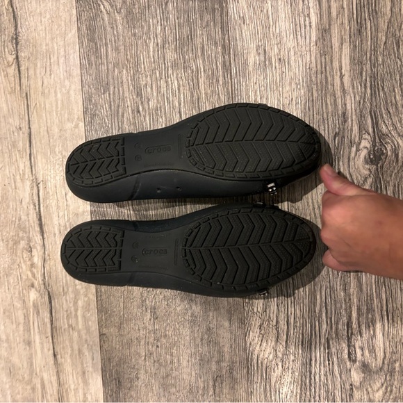 Crocs Black Bling Cap Toe Comfort Ballet Flats Size 10w - Picture 3 of 10